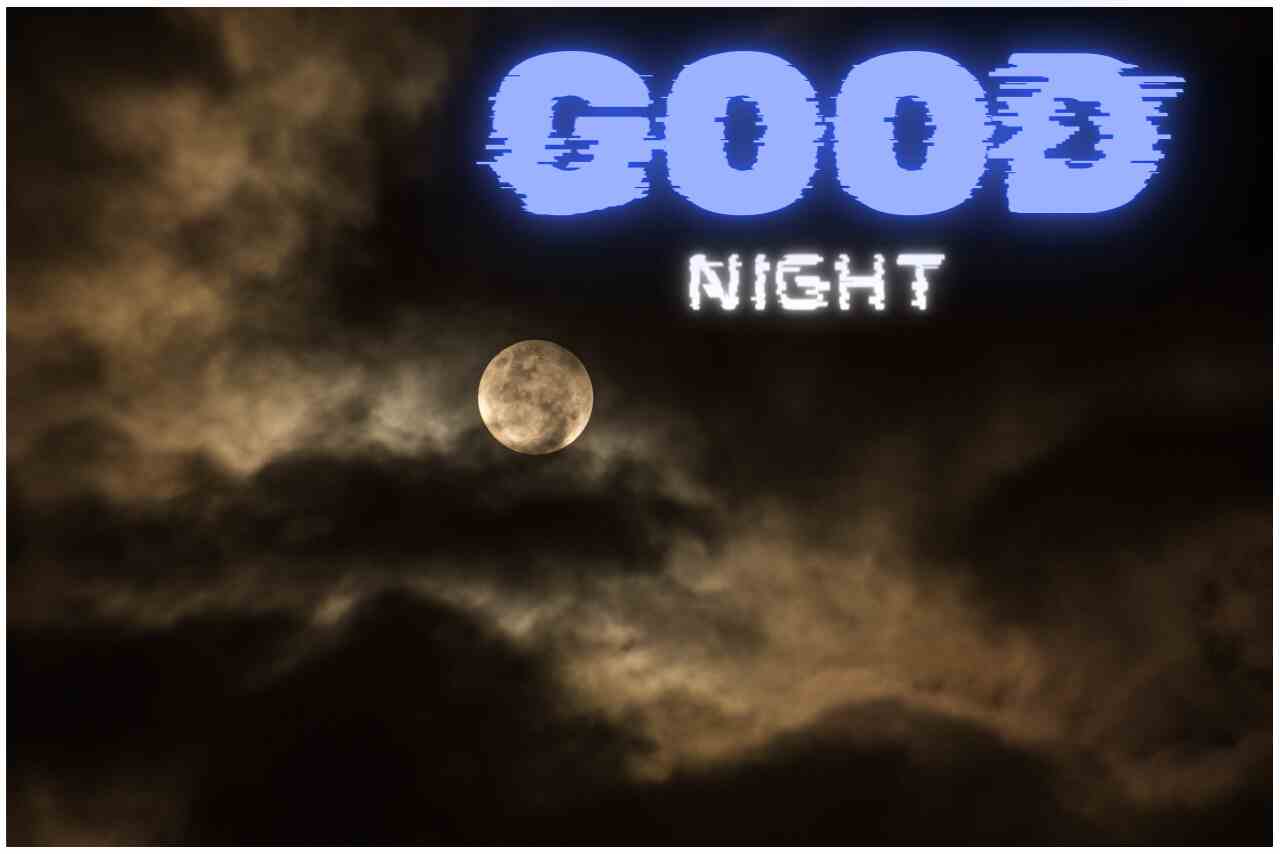 Good night greeting with a tribal text overlay against a background of tribal art and patterns